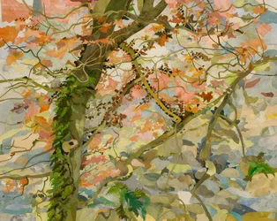 Jesienne drzewo, 2011 (papierowy kolaż malowany akwarelą)
