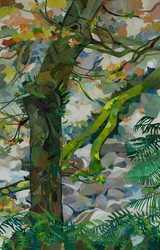 Honister Tree and Fallen, 2023 (papierowy kolaż malowany akwarelą)