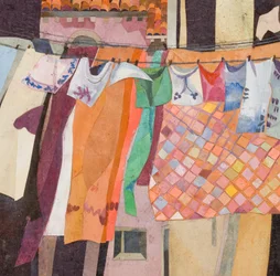 Venice Washing Chequered Quilt, 2016 (papierowy kolaż malowany akwarelą)