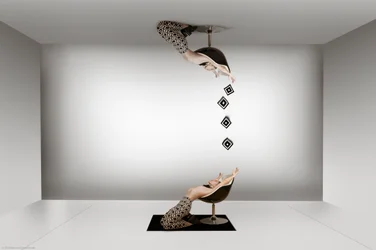 Surrealistyczne postacie odwrócone do góry nogami
