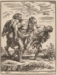 Silenus w towarzystwie satyra i fauna