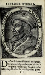 Balthasar Hubmaier, ilustracja z „Apocalypsis insignium aliquot heresiarcharum”, wyd. Hendrik van Haestens, Amsterdam
