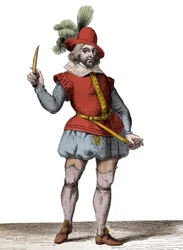 Portret François Ravaillaca, zabójcy Henryka IV (1553-1610), rycina według Christoffela van Sichema Starszego (1546-1624) - Portret całopostaciowy François Ravaillaca (1578-1610), zabójcy króla Henryka IV (1553-1610)