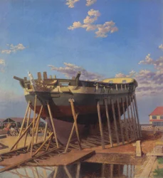 Korweta na pochylni.