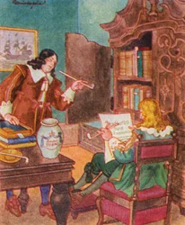 Bucherfreunde / Miłośnicy książek (kolorowa litografia)