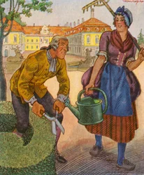 Schlossgartner / Ogrodnik zamkowy (kolorowa litografia)