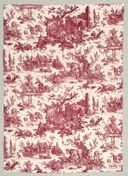Pasek bawełny drukowanej miedzianą z wzorem Les plaisirs de la ferme, 1785-1790.