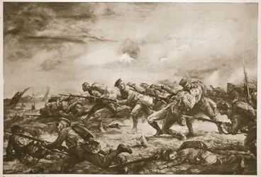 Szarża 4. batalionu kanadyjskiego pod Ypres (litografia)