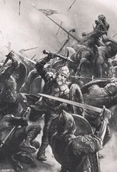 Bitwa pod Stamford Bridge, ilustracja z „British Battles on Land and Sea”, wydanej przez Cassell, Londyn, ok. 1910
