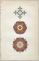 Sztuka projektowania dekoracyjnego : z dodatkiem, podającym godziny otwarcia kwiatów, wyd. Day & Son, Londyn, 1862