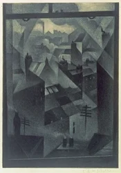 Z okna biura, 1918 (mezzotinta)