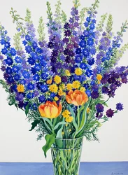 Larkspur i Delphiniums (akwarela na papierze)