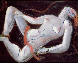 Leżący Nude (olej na panelu)