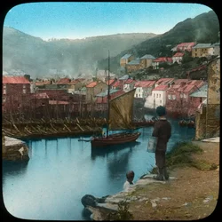 Polperro, Kornwalia, koniec XIX lub początek XX wieku.