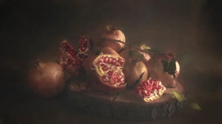 Ciemna martwa natura z granatem