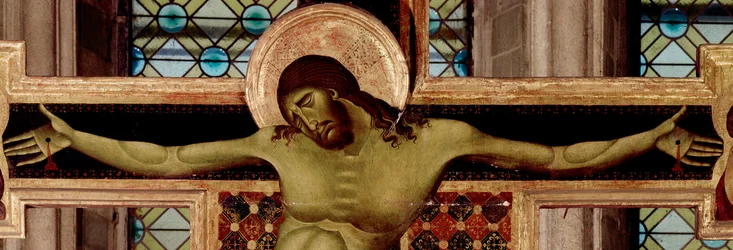 Szczegółowo krucyfiks. Detrempe na drewnie Cimabue (Cenni di Pepo) (1272-1302) 1268-1271 wym.336x267 cm Arezzo, kościół San Domenico