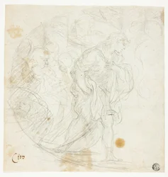 Niezidentyfikowana scena biblijna (recto); Szkice (verso)