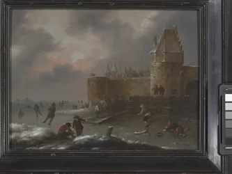 Zimowy pejzaż z łyżwiarzami, około 1660 (olej na drewnie)