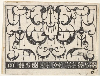 Blackwork Print z wzorem na całej powierzchni Schweifwerk, ca. 1620.