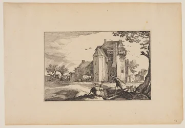 Farmhouse with Dovecotes, z Landscapes (Verscheyden aerdige Lanthuysen...)
