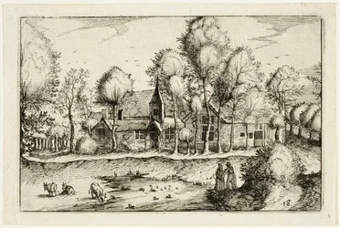 Staw, płyta osiemnasta po Obrazach gospodarstw, domów wiejskich i rustykalnych wiosek (Praediorum villarum et rusticarum casularum icones)