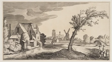 Dom nad stawem poza miastem, z Landscapes (Playsante Lantschappen)