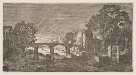Zachód słońca nad rzeką, z Landscapes (Playsante Lantschappen)