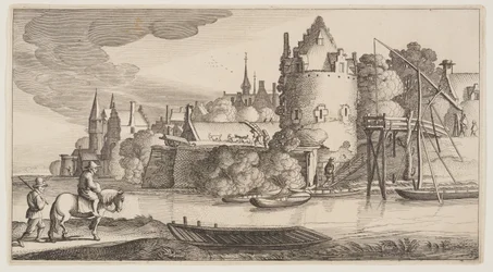 Miasto położone nad rzeką, z Landscapes (Playsante Lantschappen)
