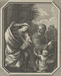 Ucieczka do Egiptu, wędrówka świętej rodziny z młodym Janem Chrzcicielem, tr..., ca. 1720-86.