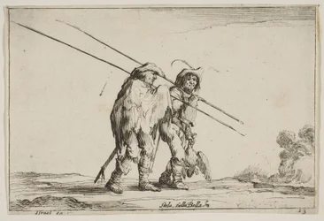 Obrazek 13: Dwóch pikinierów idących w prawo, każdy z pikami w prawej ręce..., 1642.
