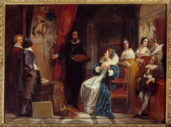 Królowa Francji Maria de Medicis (1573-1642) odwiedzająca warsztat malarza Pierre