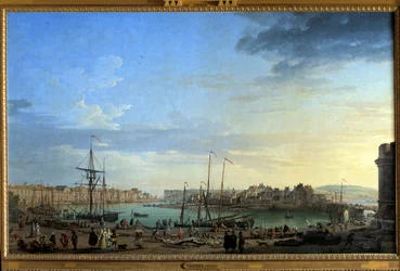 Widok na port w Dieppe Malarstwo Josepha Verneta (1714-1789) XVIII-wieczny Paryż, Musee de la Marine