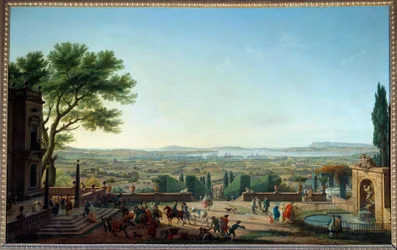 Widok na port i miasto Tulon Obraz Josepha Verneta (1714-1789) XVIII w. Słońce. 1,65x2,63 m²