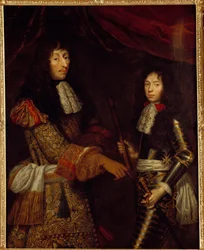 Portret Ludwika II księcia Burbon (Bourbon-Conde) (1621-1686) zwanego Wielkim Konde i jego syna Henri Jules księcia Enghien (1643-1709). Obraz Claude