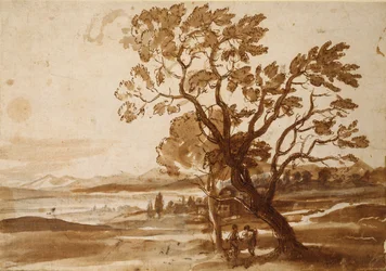 Krajobraz z dwoma drzewami, c1638