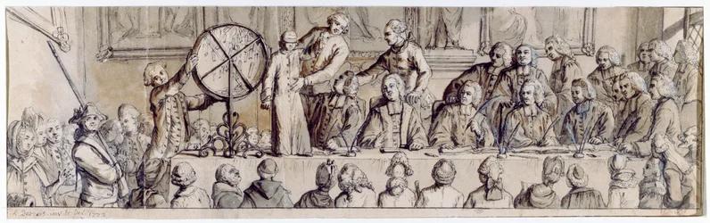 Losowanie loterii w Hotel de Ville, 1772 (pióro, tusz i pranie)