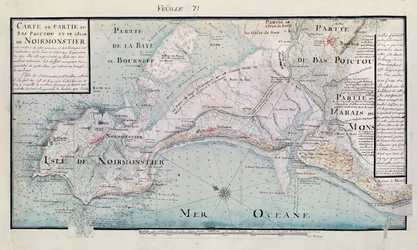 Atlas 131 H.fol 71 Mapa części Bas-Poitou i Ile de Noirmoutier, 1703 (pióro, atrament i toaleta na papierze)