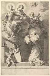 Św. Bernard klęczący przed Dziewicą z Dzieciątkiem, 1640.
