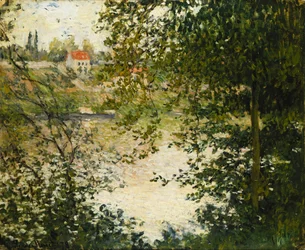 Widok przez drzewa wyspy La Grande Jatte; Przez drzewa, wyspa La Grande Jatte, 1878