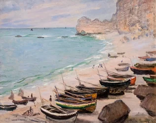 Łodzie na plaży w Etretat