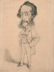 Karykatura Mario Ucharda, ok. 1858 r. (grafit z akcentami wymazywania i stemplowania na jasnobrązowym papierze tkanym)