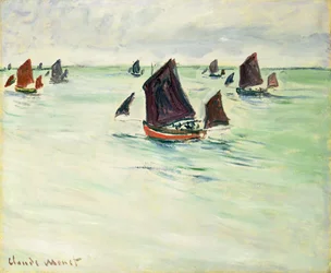 Łodzie rybackie w dużym Pourville, 1882