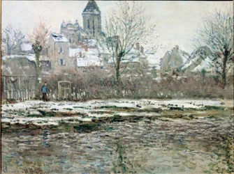 Kościół w Vetheuil pod śniegiem