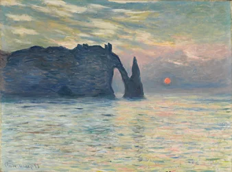 Klif, Étretat, zachód słońca, 1882-1883