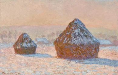 Stogi pszenicy, efekt śniegu, poranek (Meules, Effet de Neige, Le Matin)
