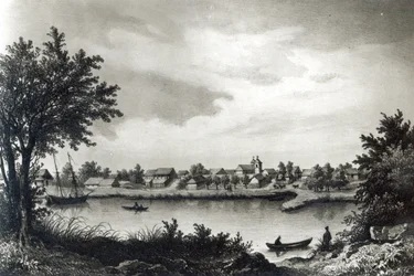 Valdivia, z „Historii Chile”, rycina H. Wander-Burch, 1836
