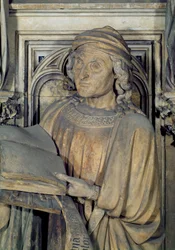 Jeremiasz, detal jednej z figur proroka z sześciokątnego cokołu Studni Mojżesza, 1395-1404 kamień