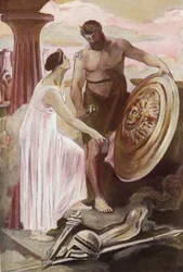 Tarcza Achillesa stworzona przez Wulkana. Ilustracja Clementa Gontiera (1876-1918) do „Iliady” Homere