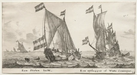 Różne statki i widoki Amsterdamu (Verscheÿde Schepen en Gesichten van Amstelredam), Część II: Holenderski Jacht Admiralicji. Statek strażniczy