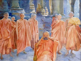 Przyłapanie artysty przy pracy, 2000 (akwarela)